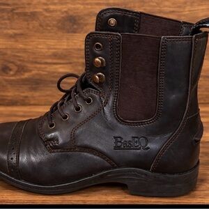 BasBQ Dark Brown Leather Lace-Up Ankle Boots